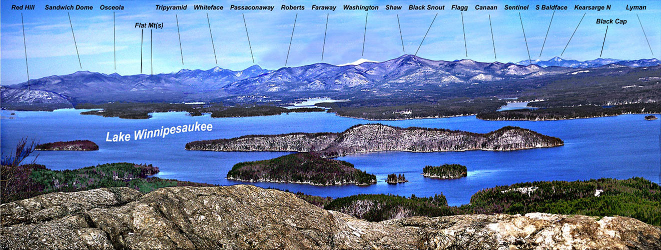 Annotated Panorama from Mount Major in Winter